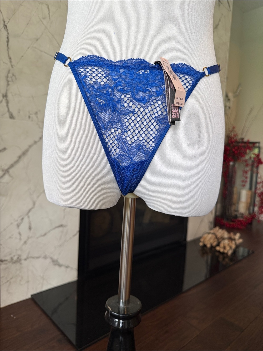 Victoria's Secret Cobalt Lace Triangle Thong